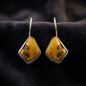Boucles d'oreilles pendantes en argent 925 Art Palace avec pierre précieuse ambre délicate et tendance, certifiées par un tiers, cadeau de mariage unisexe - Product Image 3