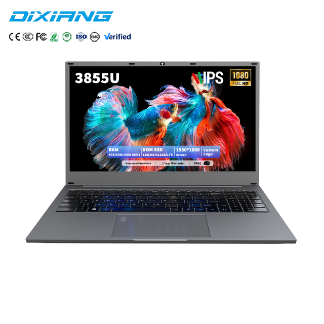 2026 Hot Sale China Manufacture Lowest Price 15.6inch Intel Celeron 3855U RAM 8GB New Cheap Brand Computer Laptop for Business