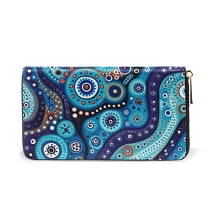 New Arrival Australian Aboriginal Art Pattern Custom Print Men's Clutch <b>Bag</b> Card Holder Women's Travel <b>Long</b> Zip Leather Wallet - Product Image 2