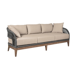 Sofá <span class=keywords><strong>de</strong></span> Exterior <span class=keywords><strong>de</strong></span> 82 Pulgadas, Completamente Ensamblado, <span class=keywords><strong>de</strong></span> Madera <span class=keywords><strong>de</strong></span> Eucalipto Resistente a la Intemperie, con Cuerdas Grises y Cojines <span class=keywords><strong>de</strong></span> Olefina Color Taupe, Capacidad para Todo Tipo <span class=keywords><strong>de</strong></span> Clima - Product Image 3