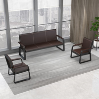 Ensemble canapé 3 places et table basse en cuir et fer, style moderne et minimaliste pour bureau - Écologique, idéal pour appartement, hôtel, entreprise, salle à manger, école, salon