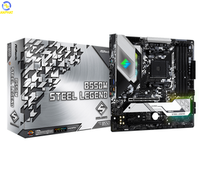 ASRock เมนบอร์ดเหล็ก B550M Legend AMD AM4 Micro ATX (DDR4, PCIe <span class=keywords><strong>4</strong></span>.0, M.2, 2.5GB LAN, USB 3.2 Gen1, HDMI, DP) - Product Image 1