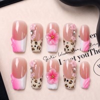 Ongles à presser faits main DIY pour manucure à domicile, style French, courbes carrées 2.5, couverture complète PMMA 3D, réutilisables, 10 pièces