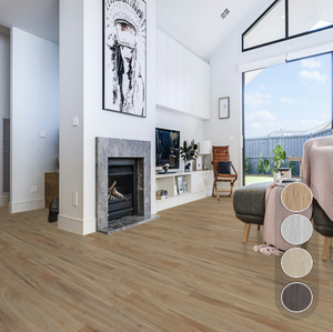 Revêtement de sol en <span class=keywords><strong>vinyle</strong></span> SPC de luxe au design moderne pour usage intérieur, surface à texture chêne, imperméable et résistant aux rayures - Product Image 1