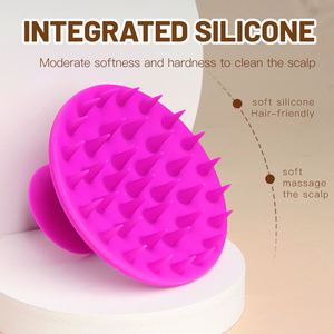 Brosse à shampooing ronde en silicone douce au toucher, vente en gros d'usine, avec tête de massage pour salon et usage domestique, soin du cuir chevelu anti-démangeaisons - Product Image 4
