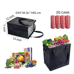 Sac isotherme de luxe non tissé rayé 30L, sac à déjeuner thermique avec fermeture éclair, pliable et portable pour livraison de repas et courses - Product Image 6