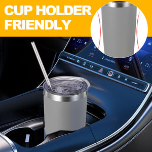 แก้วน้ำเก็บความร้อนสุญญากาศแบบมีโลโก้สั่งทำ ขนาด 10 ออนซ์ แก้วน้ำสองชั้นแบบพกพา ทำจากสแตนเลส 304 ใช้ซ้ำได้ พร้อมฝาปิด สำหรับกาแฟและเครื่องดื่มในรถยนต์ - Product Image 5