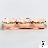 Ensemble de bols à condiments en céramique avec bordure dorée de luxe, avec plateau, plat à apéritif en porcelaine brillante pour servir lors de fêtes