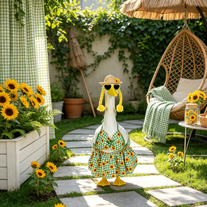 <strong>Spring</strong> Sunflower Porch Goose Outfit 23 Inch Cement Goose Clothes Dress and Hat Costume Set for Summer Lawn Garden Yard <strong>Decor</strong> - Product Image 6