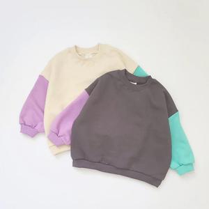 Ropa de bebé personalizada, top de chándal de Color sólido con cuello redondo, Sudadera de felpa francesa de gran tamaño con burbujas para niños - Product Image 5