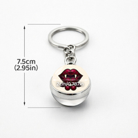 Porte-clés personnalisable double face Lèvres de vampire cerise rouge, pendentif décoratif pour sac à dos