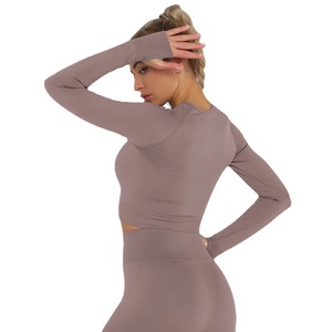 JAC22 XG7124 Nuevo Conjunto Deportivo de Yoga Neisha, Tejido, Sin Costuras, Ajustado, de Manga Larga, para Fitness, Color Sólido - Product Image 5