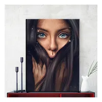 Lukisan Kanvas Seni Dinding Besar Gadis Modis Lukisan Wajah Wanita Seksi Modern Lukisan Minyak Figur Abstrak untuk Dekorasi Rumah