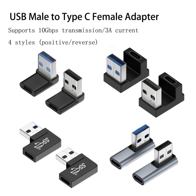 Brand New DOONJIEY USB Male Type C Female Adapter 10Gbps USB3.0 Aluminum Alloy 90-Degree Upward Elbow Angle Connector Laptop