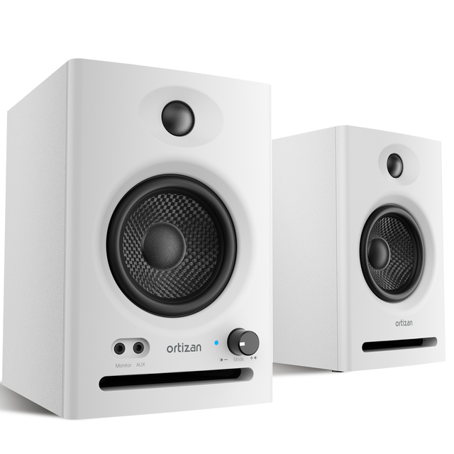 "RGB LED Bookshelf Speakers with EQ Setting Indoor BT & AUX Connectivity OPT Input"