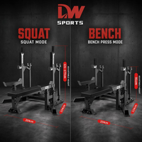 DW SPORTS Banc de musculation et rack de squat pliable en métal robuste, réglable, pour entraînement de force commercial, combo banc de musculation et rack de puissance