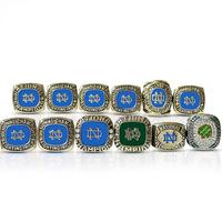 Ensemble de bagues 12 pièces de bagues de championnat national NCAA Notre Dame Ensembles de bijoux plaqués or 18 carats Boîte à bagues Champions personnalisée en bois