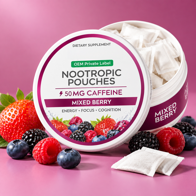 L-Tyrosine L-Theanine Pouches 20 Count Energy Support Natural Mixed Berry Flavor Nootropic for Adults OEM ODM Private Lable