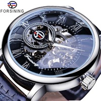Montre Mécanique Squelette Homme Luxe Forsining, Boîtier Noir Or Gravé Creux, Design Original, Heren Horloge