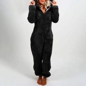Winter Warm <strong>Pyjamas</strong> <strong>Women</strong> <strong>Fluffy</strong> Fleece Jumpsuits Sleepwear Overall Hood Sets Pajamas for <strong>Women</strong> Adult - Product Image 1
