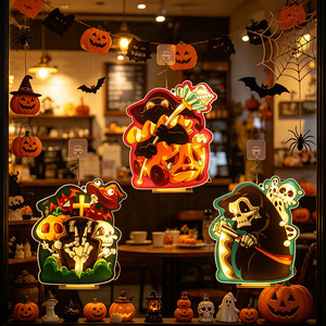 Guirlande lumineuse LED à ventouse pour Halloween, décoration de vitrine, ornement féerique suspendu en plastique - Product Image 4