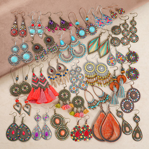 Bohemian Tassel <b>Drop</b> Earrings Alloy Antique <b>Bronze</b> Plated Women's Party Jewelry Fashion Statement Earrings - Product Image 1