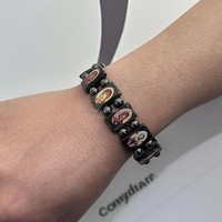 Bijoux perlé taille élastique motif religieux catholique vierge marie jésus Bracelet hématite