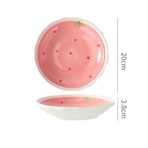 Cartoon Cute Love Polka Dots Eco-Friendly Durable Bone China Tableware Set Party Use High-Value Home Creative Fruit <b>Plate</b> Salad - Product Image 6