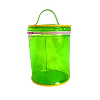 Nouvelle pochette cylindrique cosmétique sac en PVC de forme ronde sacs de rangement à fermeture éclair en PVC cylindrique sacs en plastique PVC transparent pour l'emballage