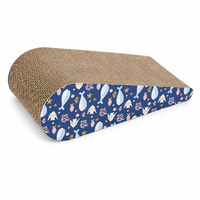 YAOYUE Griffoir pour chat en carton ondulé en forme de goutte d'eau, motif océan bleu marine profond, 43x19x15cm