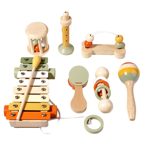 Xylophone moderne en bois de couleur neutre Instrument de percussion pour les enfants de 2 à 4 ans Jouet musical éducatif Montessori - Product Image 2