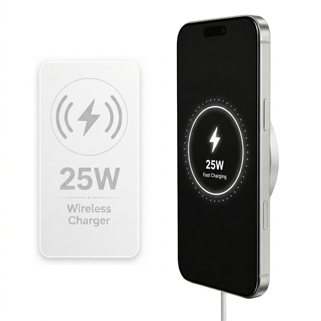 I2 Certified Premium 25W Super Fast Wireless Charging Pad Universal Compatibility Strong Magnet Slim Compact Wireless Charger