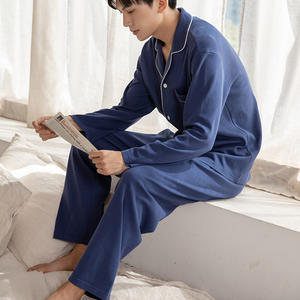 <span class=keywords><strong>Pijamas</strong></span> de algodón de estilo japonés, ropa de casa de punto de algodón puro, <span class=keywords><strong>caballero</strong></span>, manga larga, pareja, traje de primavera y otoño, <span class=keywords><strong>pijamas</strong></span> para hombres - Product Image 2