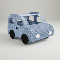 Panier de rangement en corde de papier naturelle tressé à la main, écologique, en forme de voiture, pour le rangement des jouets et des aliments des enfants