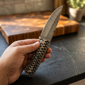 Cuchillo de hoja fija Drop Point de acero de Damasco para camping y supervivencia DIY - Precios económicos para minoristas - Product Image 1