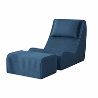 Fauteuil inclinable en velours côtelé compressé avec ottoman sans pieds, chaise d'appoint confortable en bouclette pour petit espace, chambre, salon, hôtel