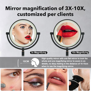 Vente chaude Ronde LED Lumière Maquillage <span class=keywords><strong>Table</strong></span> Compteur Miroir Grossissement Temps Clair et Chrome pour Chambre Salle <span class=keywords><strong>De</strong></span> Bains Utilisation - Product Image 2