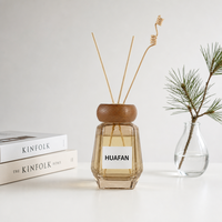 Bouteille diffuseur de parfum en verre irrégulier à facettes carrées de 200 ml avec bouchon rond coloré, vide, pour la maison, personnalisable avec logo