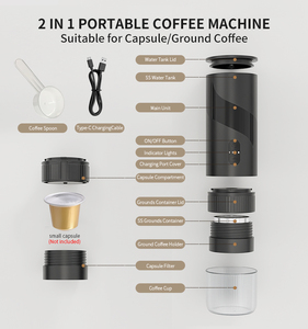 Cafetera Portátil de Fabricante, con Logotipo Personalizado, Mini Cafetera Espresso Recargable, Diseño para Viajes, Campamentos y Oficina, Cápsula 16--2 - Product Image 4