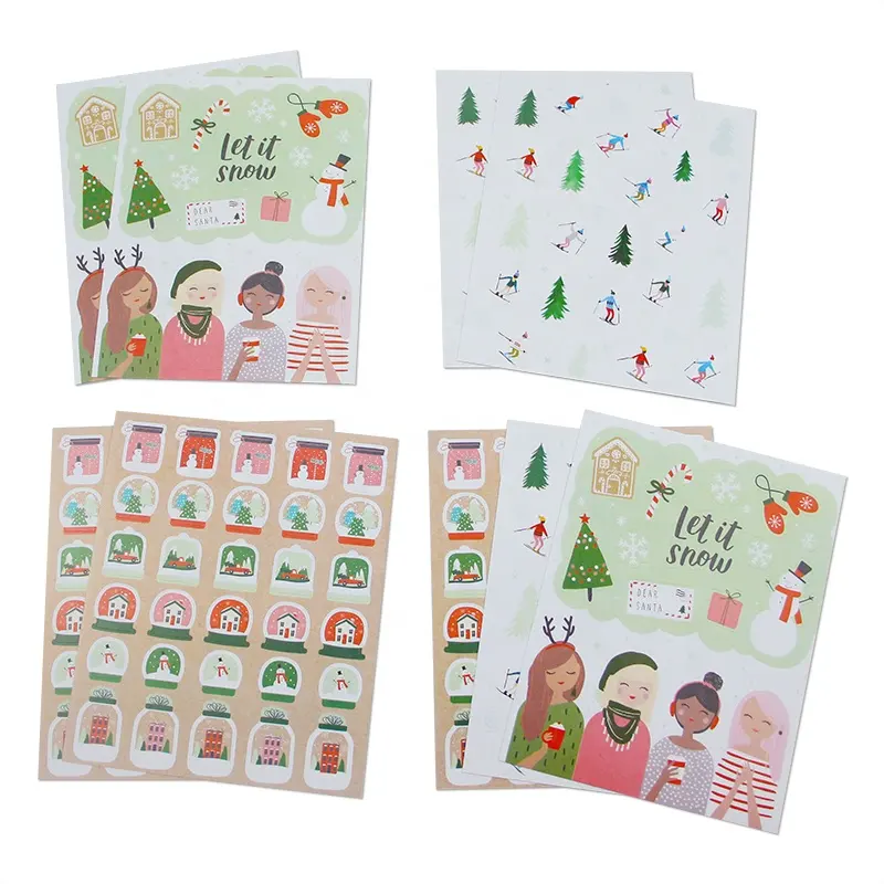 Custom printed decorative planner sticker merry christmas gift present labels stickers sheet