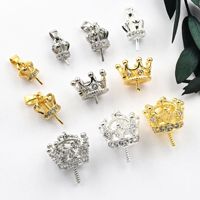 Support de perle en or Base de bol Accessoires de collier à faire soi-même Pendentif couronne en zircon incrusté de micro Plateau vide Queues de cheville Fermoir Charme