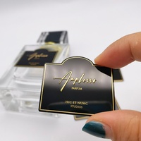 Étiquettes métalliques personnalisées de luxe imperméables adhésives pour cosmétiques, autocollants en aluminium pour flacons de parfum, logo personnalisé, emballage en carton