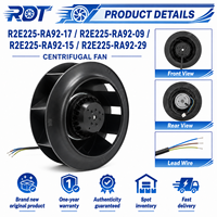 Ventilateur centrifuge AC R2E225-RA92-15 230VAC 225mm 1200m3/h haute efficacité, ventilateur radial pour HVAC, purificateur d'air, remplacement de ventilation