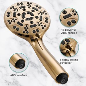 Set di accessori per rubinetto da bagno in oro ad alta pressione a 8 funzioni per doccia con supporto regolabile in gomma Lavatrici ad alta pressione - Product Image 3