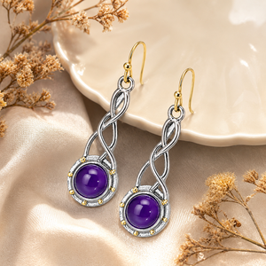 Orecchini Vintage a Goccia Intrecciata Viola, Gioielli Eleganti da Donna alla Moda - Product Image 3