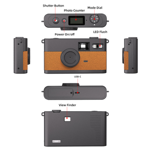 Appareil photo numérique rétro sans écran pour débutants, texture cuir, 8 filtres, flash LED rechargeable, idéal pour les étudiants et l'enregistrement quotidien sur le campus - Product Image 6