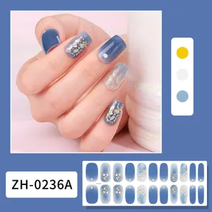 2023 New Gel Nail Sticker With Uv Gel Nail Wraps Gel Strip Nail Stickers Semi Cured Wholesale