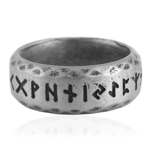 European Style Titanium Steel <b>Ring</b> Vintage <b>Silver</b> Women's Punk Jewelry Gift Letter Pattern Retro Trendy - Product Image 1
