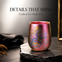 Tasse en titane à double paroi avec finition cristal colorée pour thé, café, bureau et extérieur – Personnalisation de logo en gros pour les entreprises