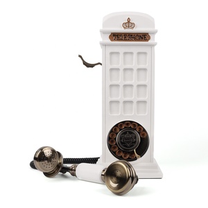 Cabina telefónica giratoria <span class=keywords><strong>de</strong></span> metal blanco vintage, grabación <span class=keywords><strong>de</strong></span> mensajes, libro <span class=keywords><strong>de</strong></span> invitados <span class=keywords><strong>de</strong></span> audio - Product Image 1
